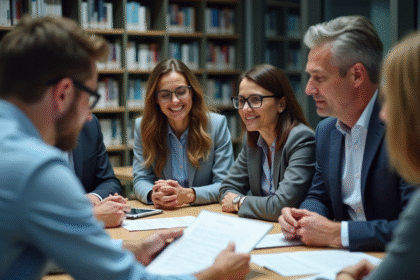 Equipe de professionnels en réunion de gestion de crise