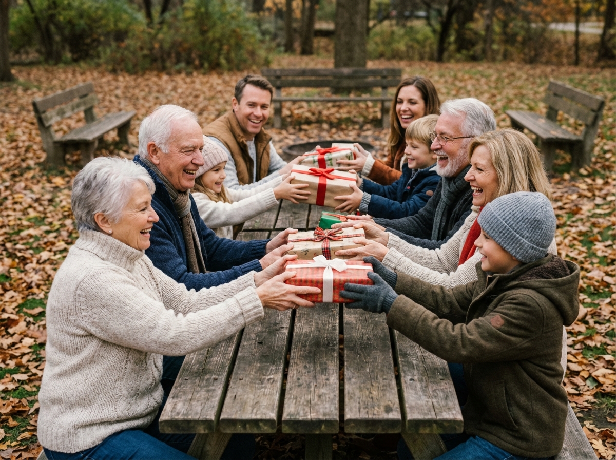 Famille réunie autour d