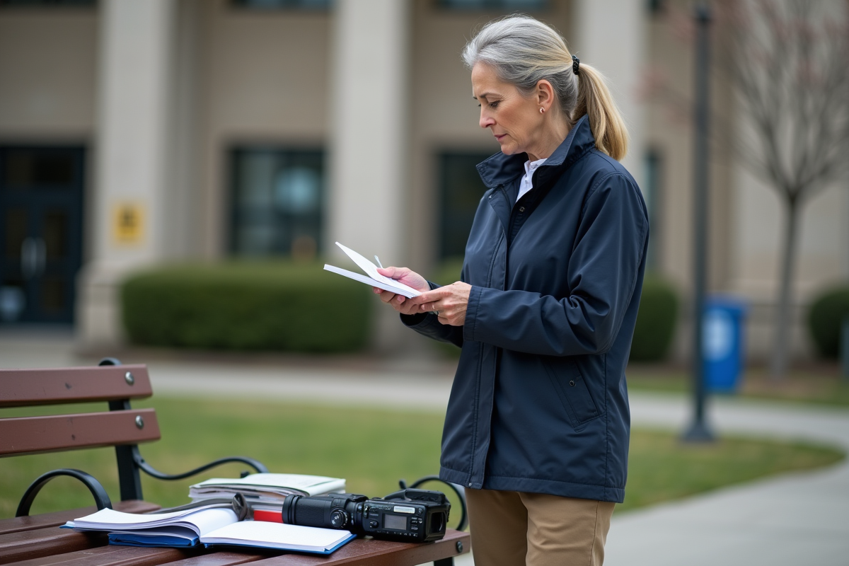 Femme vérifiant un kit d
