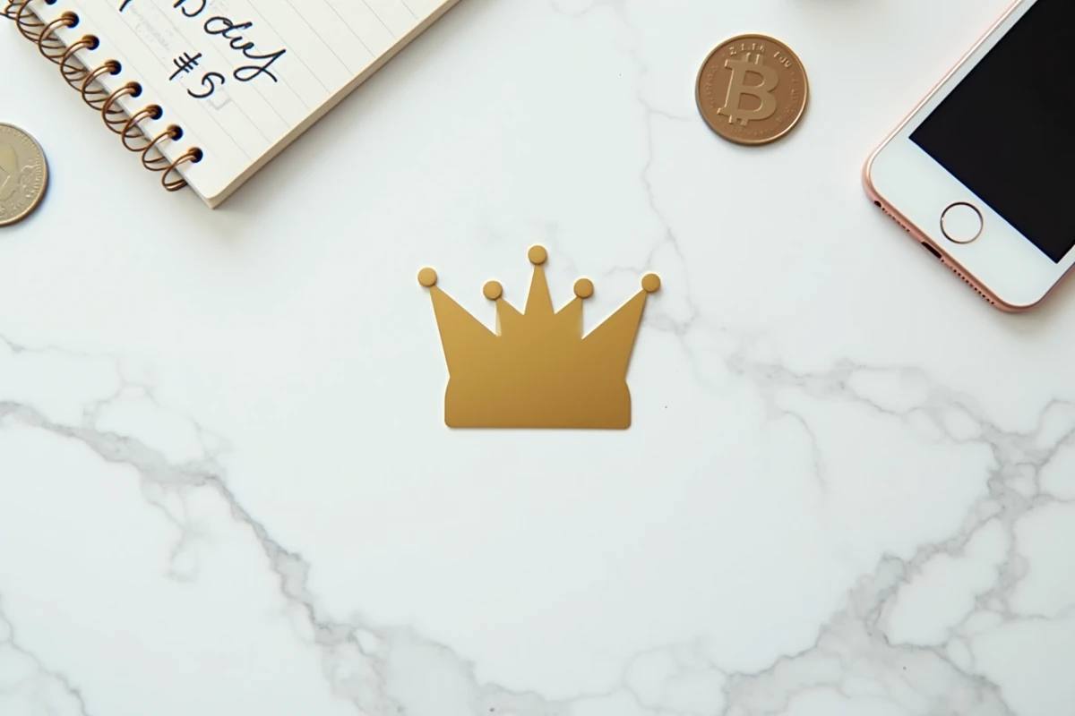 Flat lay de la carte Couronne Stellaire avec smartphone et euros sur marbre blanc pour comparer les meilleurs prix 2026