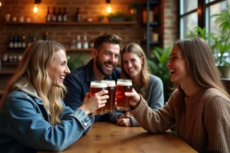 Bière artisanale servie dans un bar parisien chaleureux