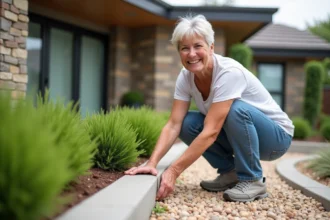 Jardin aménagé avec du gravier pour un entretien réduit