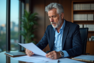 Homme d'affaires en réunion dans un bureau moderne