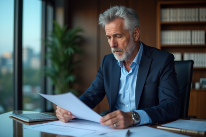Homme d'affaires en réunion dans un bureau moderne