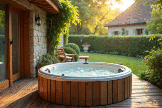 Jacuzzi privé en extérieur dans un gîte en Normandie