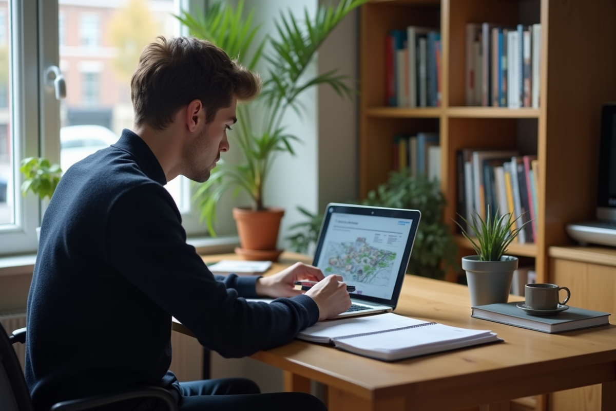 Jeune homme étudiant les règles d