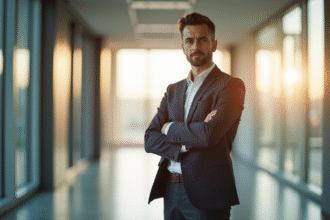 Professionnel confiant dans un bureau lumineux