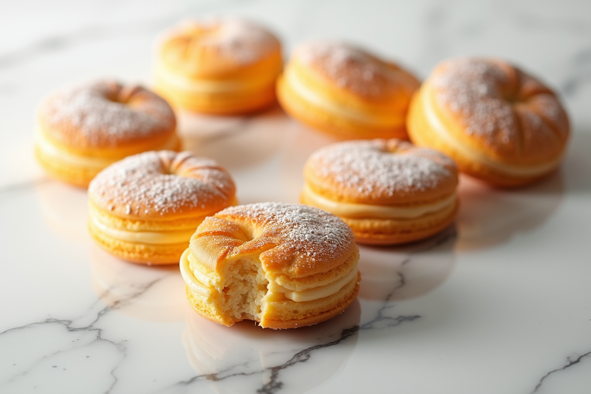 Reinterpretation élégante du ParisBrest sur surface marbre