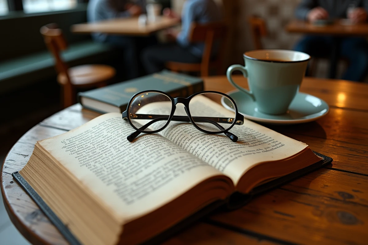 Nature morte comparant un livre de Schopenhauer ancien et un livre de développement personnel moderne sur une table de café