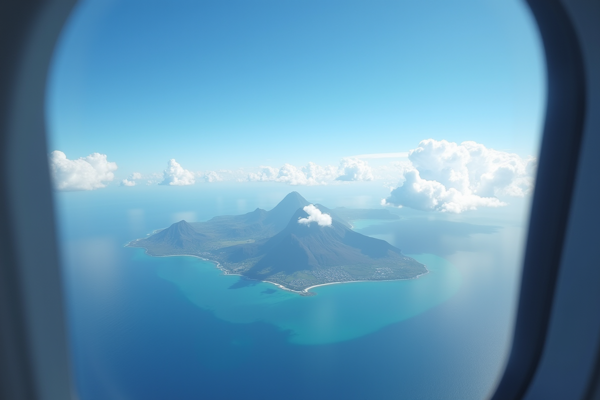 Vue depuis un avion sur La Réunion et l